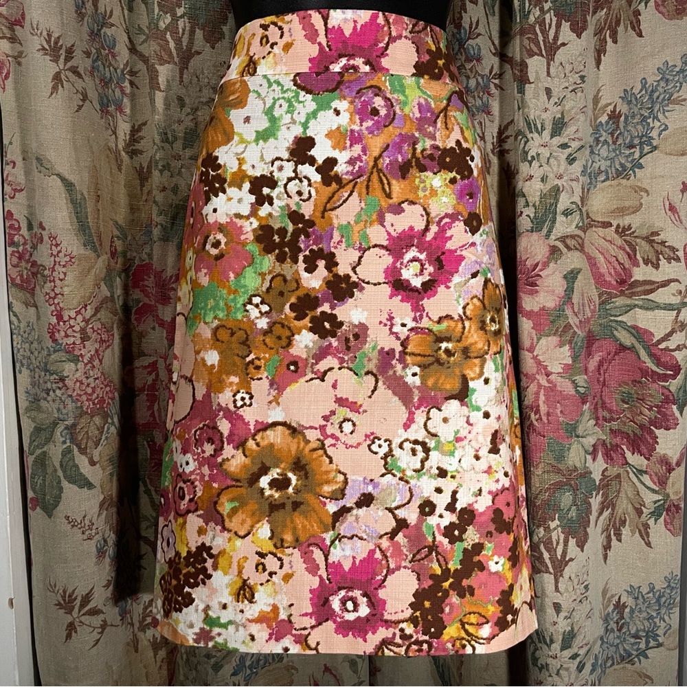 J CREW Summer 2010 Browns and Pinks Floral Skirt